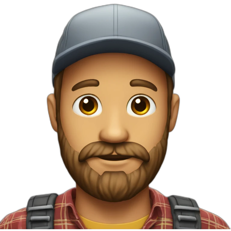 Man whith a cap a nose strap a flannel shirt and a beard  emoji