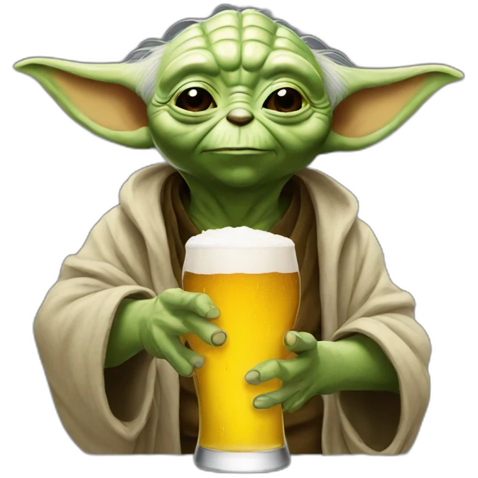 Yoda drinking beer emoji