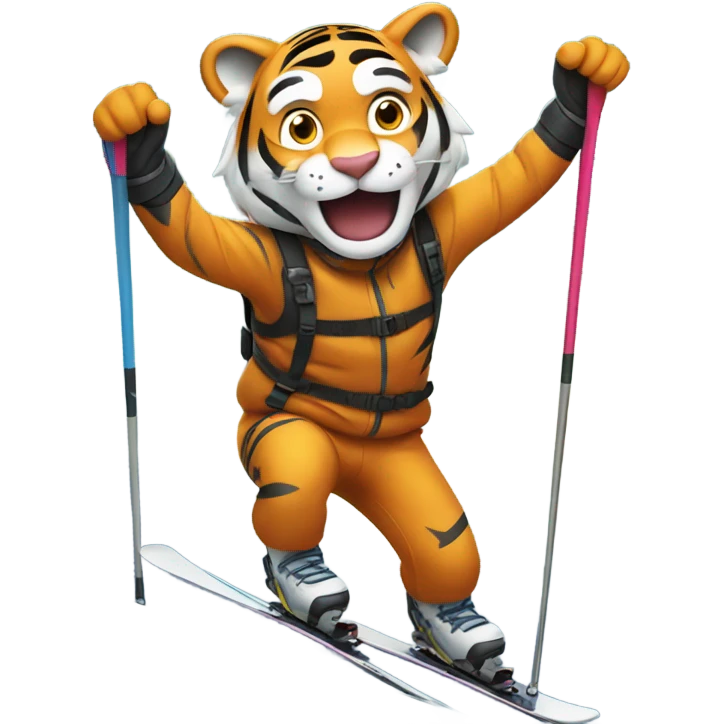 Tiger skiing on mountain  emoji