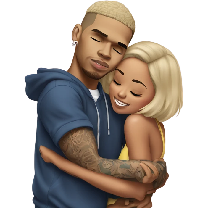 Hyper Realistic Chris Brown hugging Karruche Tran emoji
