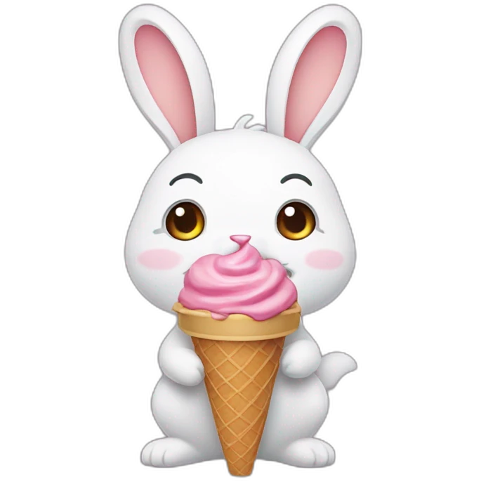 rabbit eatting ice cream emoji
