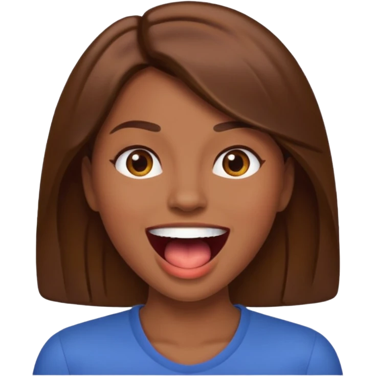 Woman brown hair with mouth open emoji