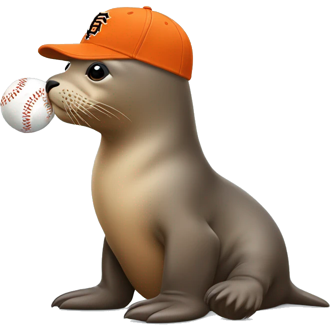sea lion with a san francisco giants baseball cap emoji