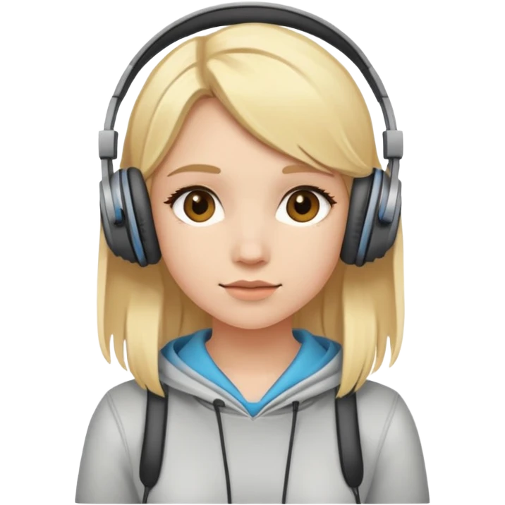 Girl blonde in headphones emoji