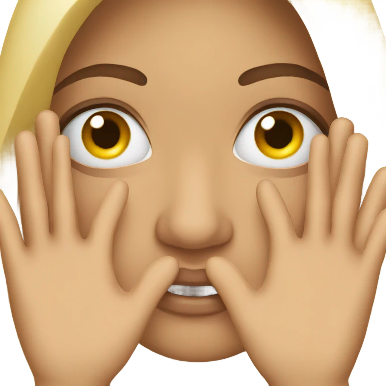 Woman peeking out from hands in front of eyes emoji