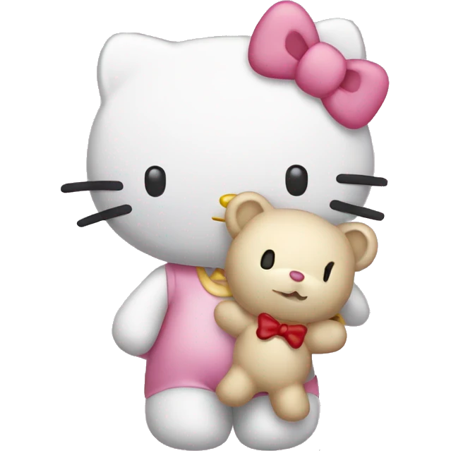 Hello kitty holding a teddy bear emoji