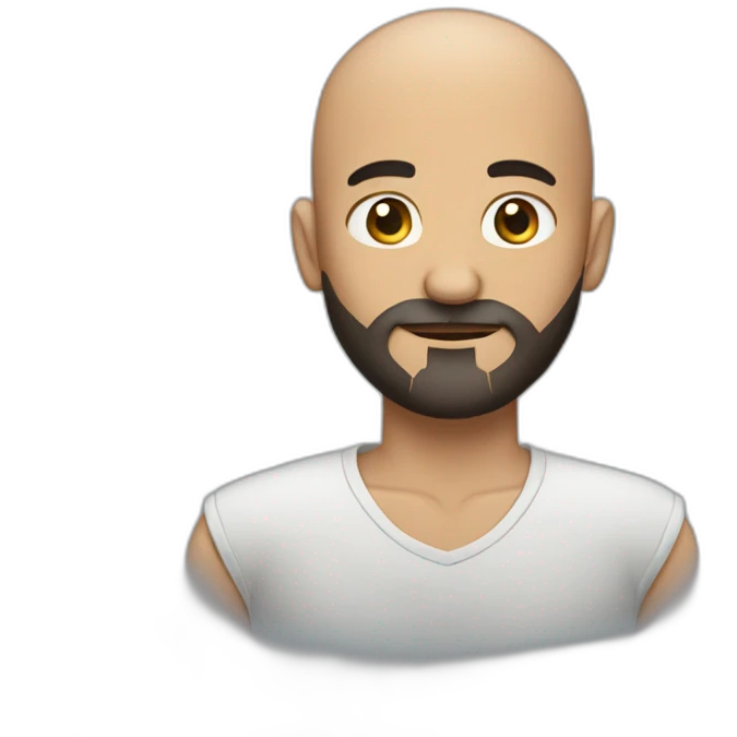 Men, no hair with black beard emoji