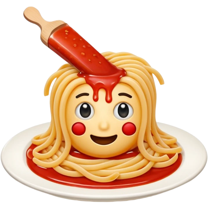 funny emoji of pasta with ketchup drizzle emoji
