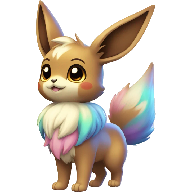 Kawaii Shiny Colorful Pastel Eevee Full Body emoji