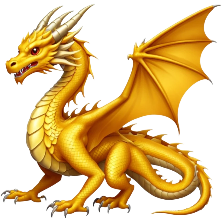 a golden dragon with two legs and two wings emoji