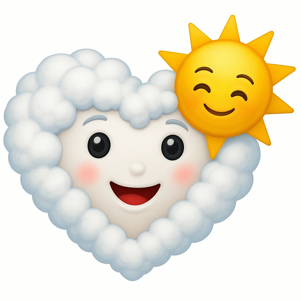cloud heart emoji with a sun emoji