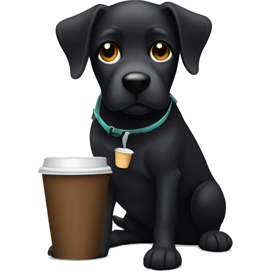 Black dog with coffee emoji