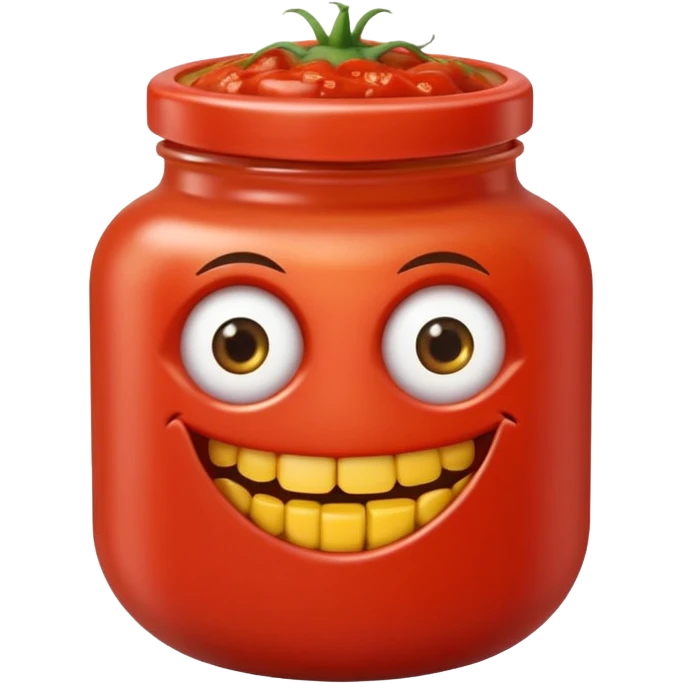 Un tarro de salsa de tomate y un tarro de salsa de mostaza al uno al lado del otro, los dos tarros con ojos emoji