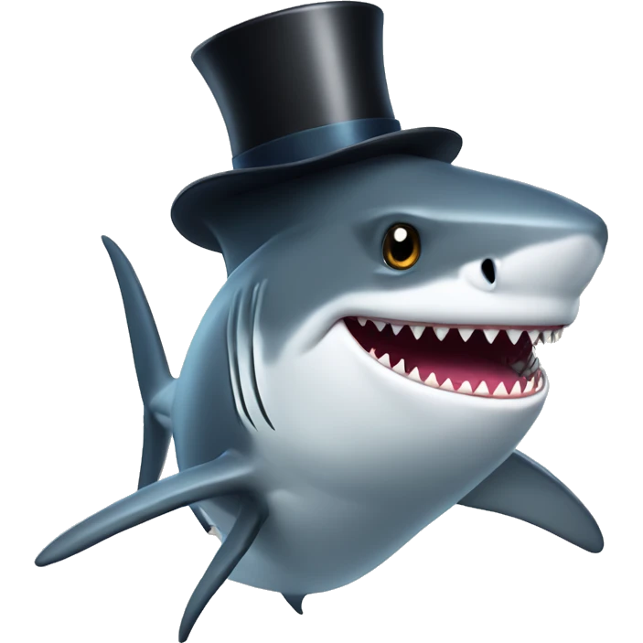 Shark with a top hat emoji