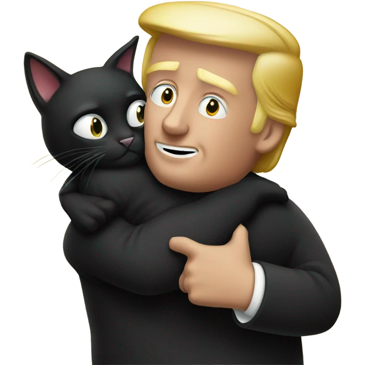 trump hugging black cat emoji