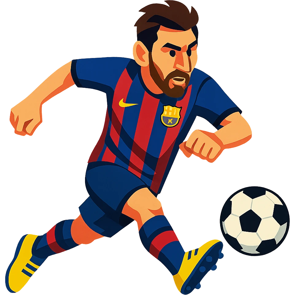 vibrant toon style Messi in dynamic action pose emoji
