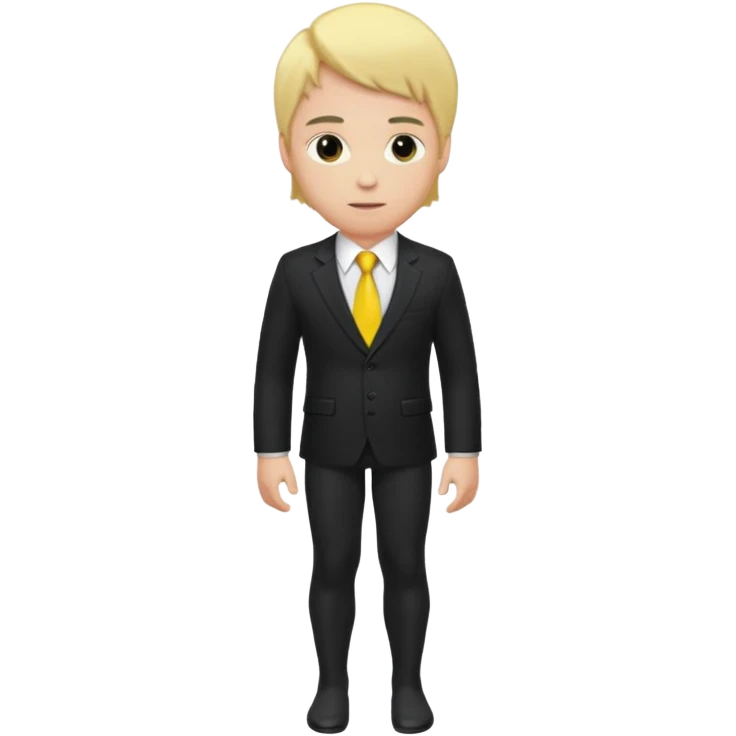 A blond man wearing a black suit, red tights, and a yellow tie. emoji