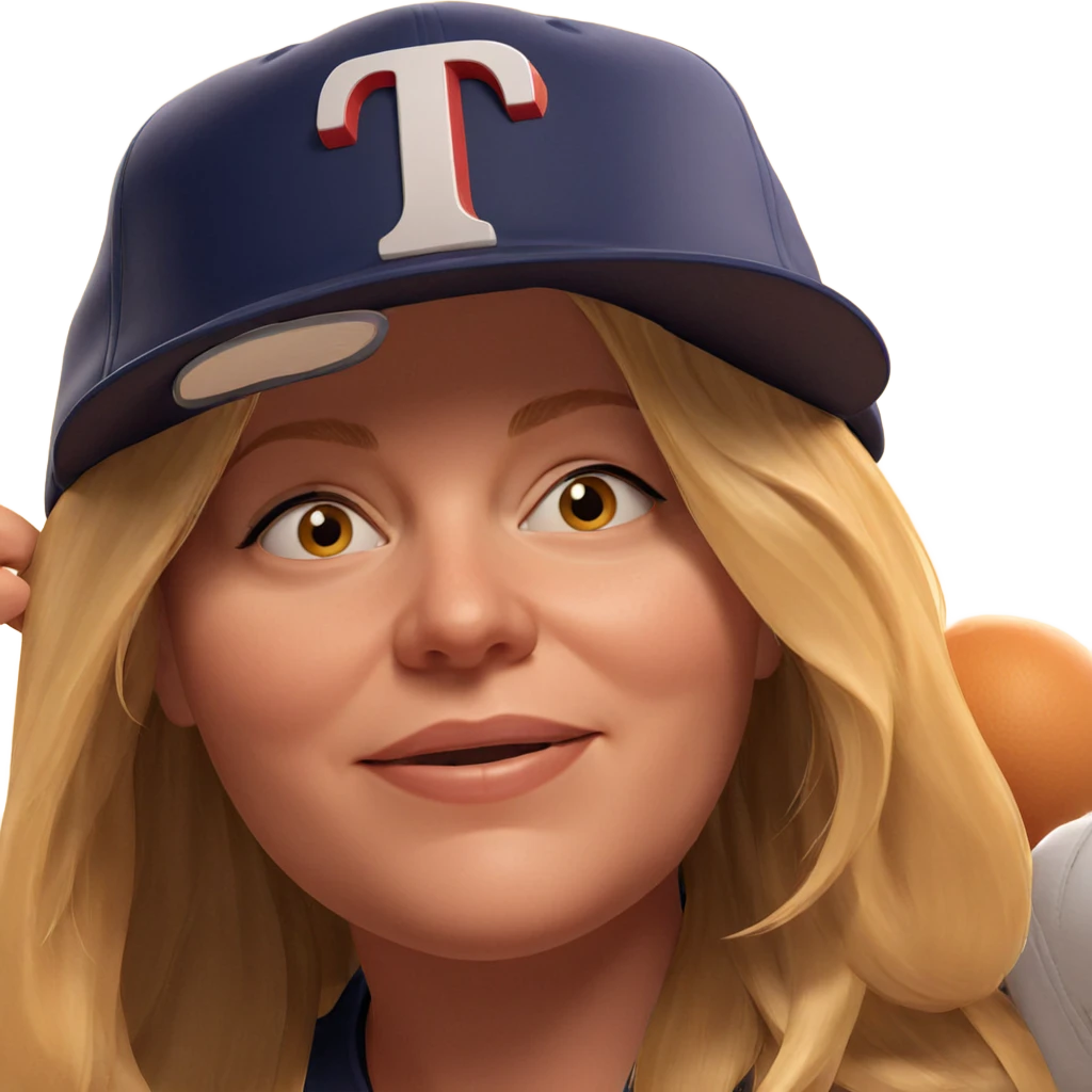 blonde girl in baseball cap emoji