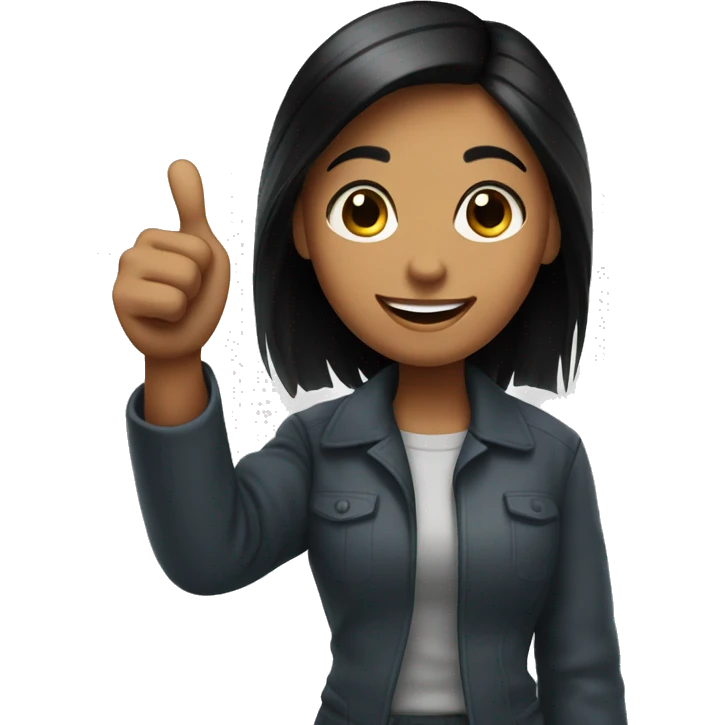 A black-haired girl giving a thumbs-up emoji