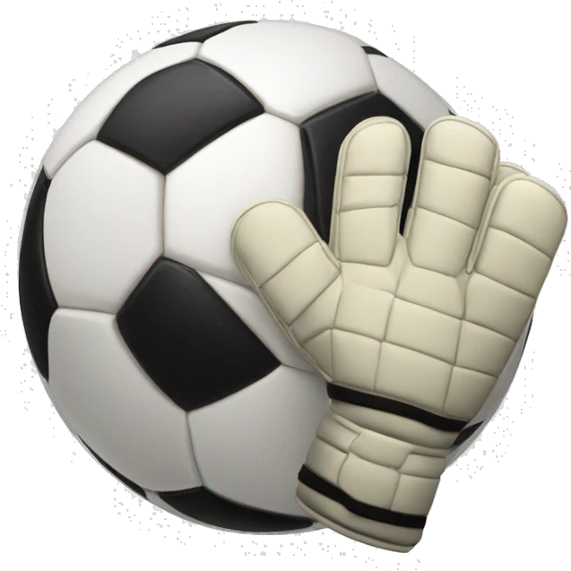 A soccer ball with goalie gloves around it emoji