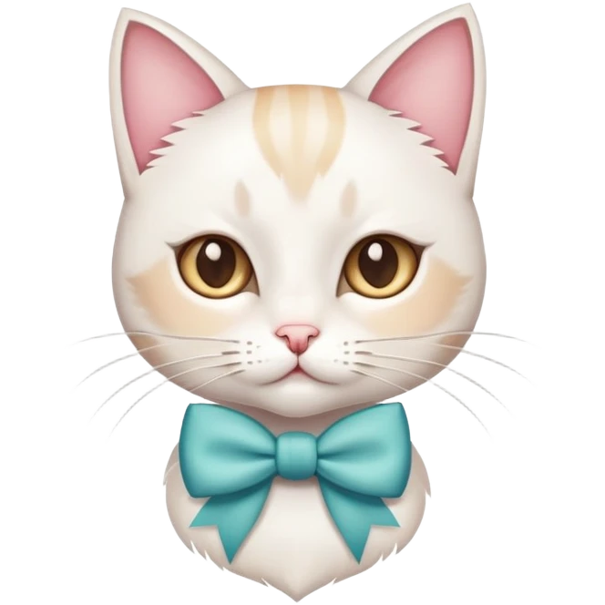 A white girl cat wearing a bow emoji