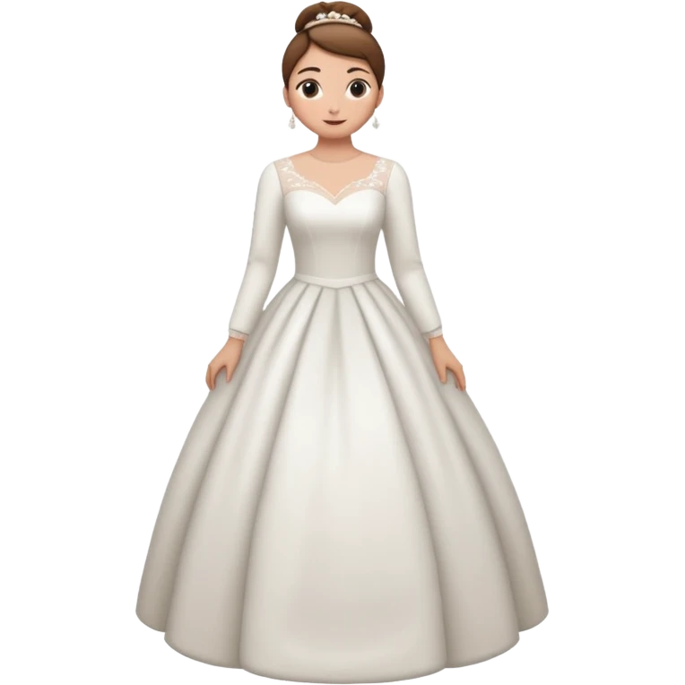 Chica blanca,pelo castaño y recogido, vestido novia, manga larga cuerpo entero emoji