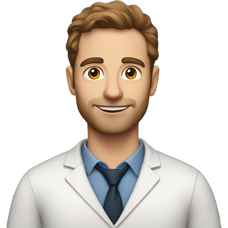 30-yo white male professor, beardless, with brown hair and eyes emoji