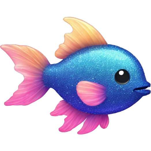 Kawaii neon glitter sea fish emoji    emoji