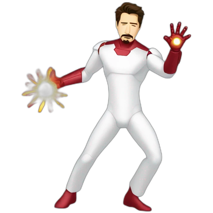 Tony Stark wearing pijama throwing his iron man suit away emoji
