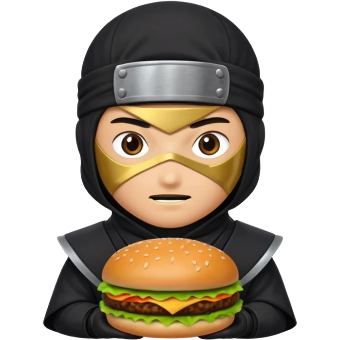 ninja with hambuger and shuriken emoji