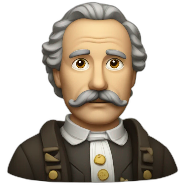 Homme avec la moustache du dictateur du début du 20ieme siècle et une raie sur le côté emoji