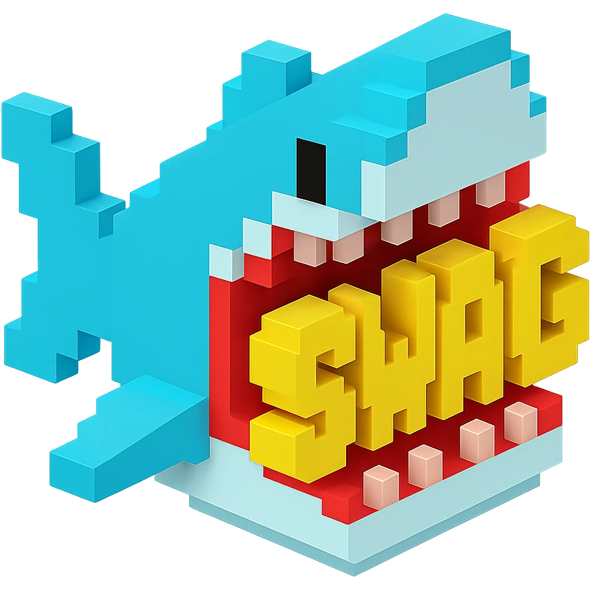 акула в пасти которой надпись SWAG, no background emoji