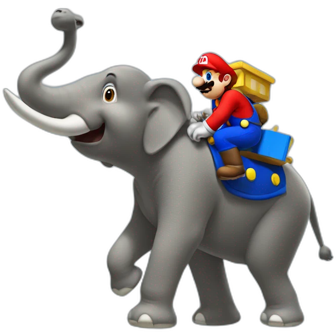 mario sur un éléphant emoji