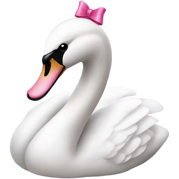 Swan with a pink bow on its head emoji
