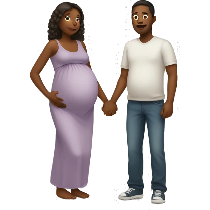 A pregnant woman with her husband  emoji