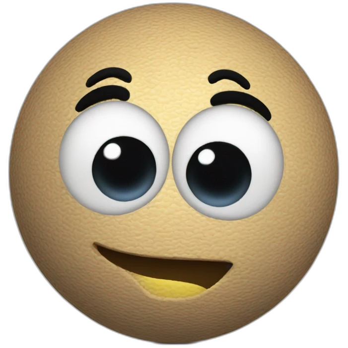 3d sphere with a cartoon expressionless skin texture with big playful eyes emoji