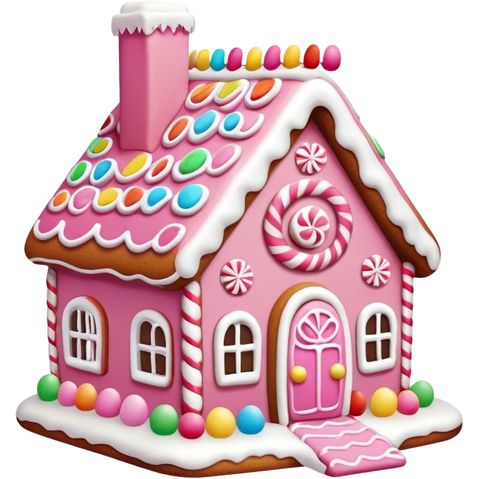 A pink gingerbread house emoji
