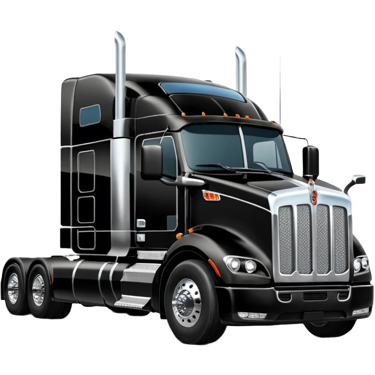 2026 Black Kenworth T680 Flat Top Semi Sleeper with stacks make realistic emoji