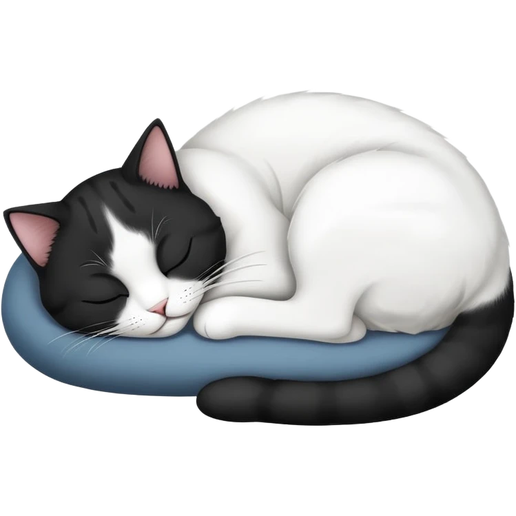 Black and white Devon cat sleeping emoji