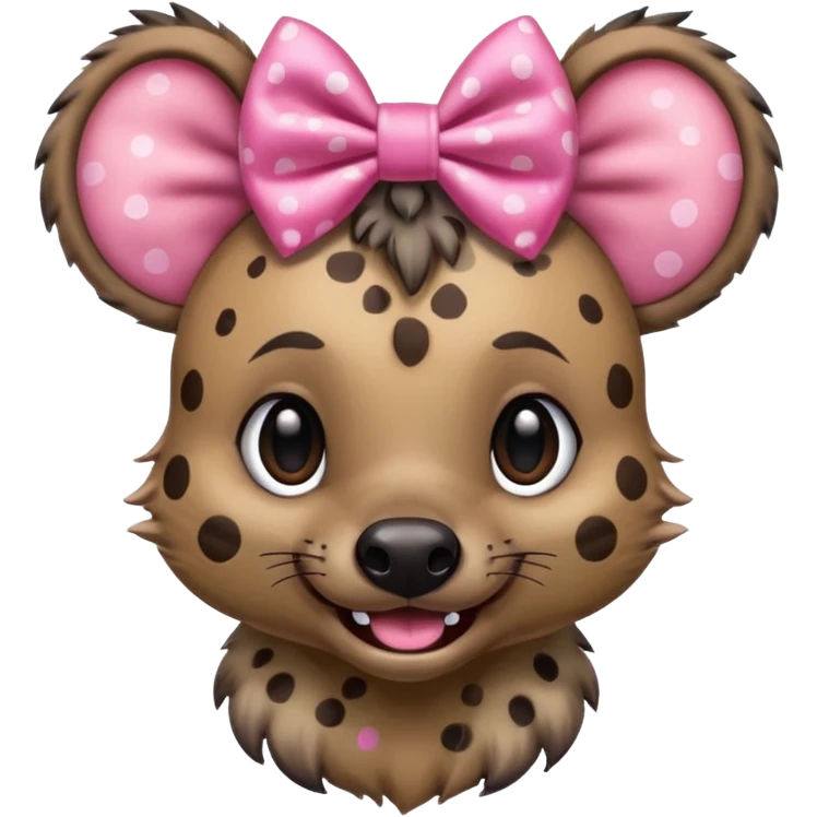 hyena with a pink bow, happy expression emoji