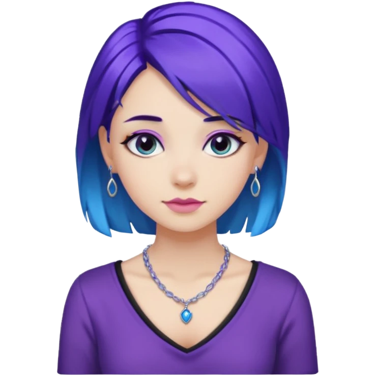 Girl with black blue and purple hair emoji