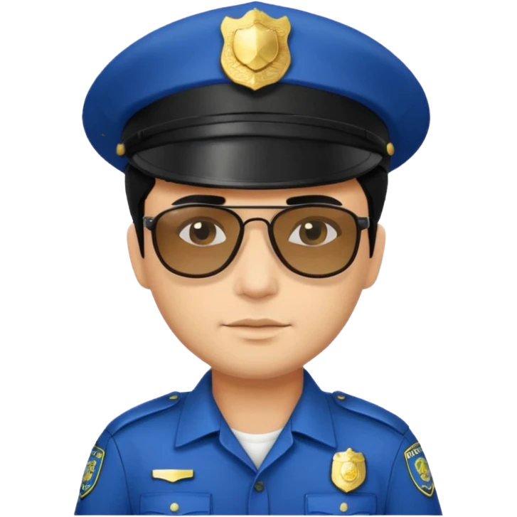man police with hair style and hats and sun glasses emoji