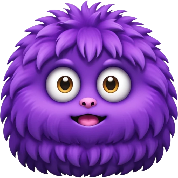 A round fluffy monster with big sparkling eyes emoji