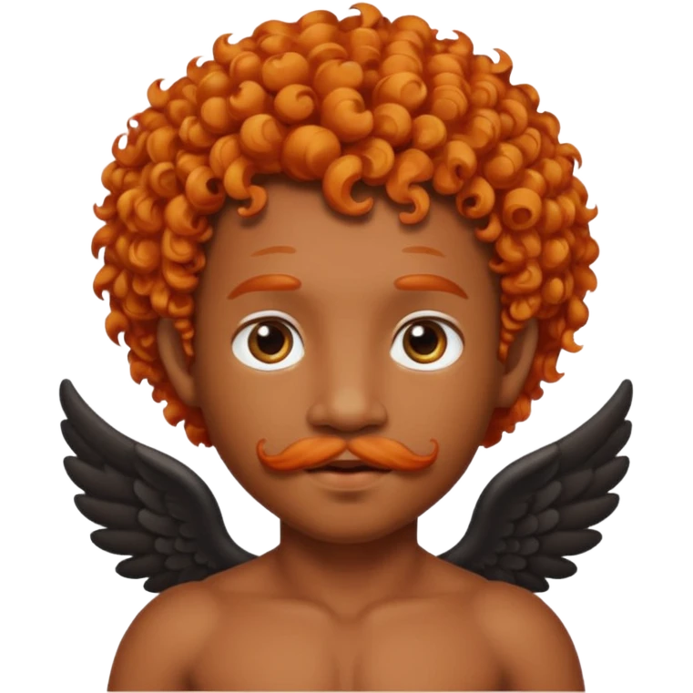Black cupid with orange hair and mustache emoji