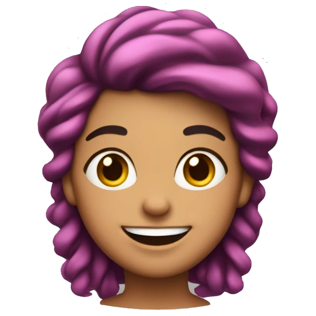 Mujer de 20 con el cabello rizado y negro con una blusa femenina rosada sonriendo emoji
