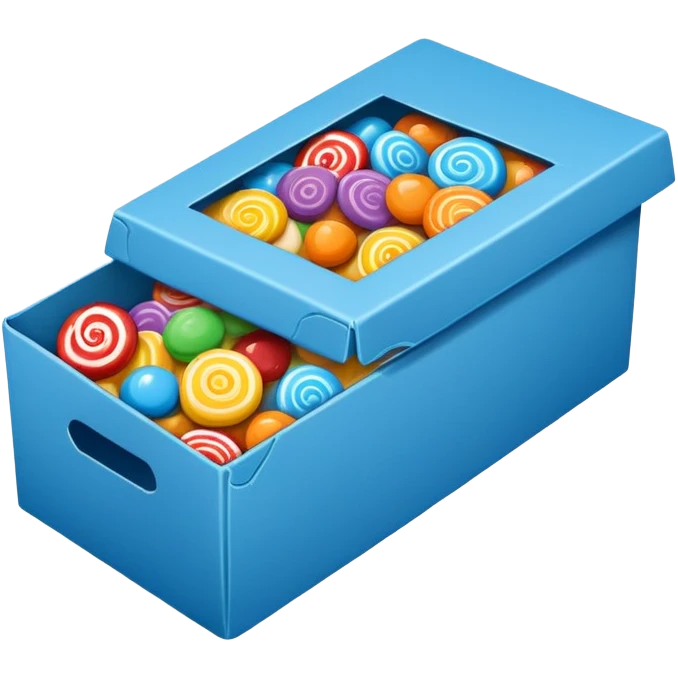 blue cardboard box of candy emoji