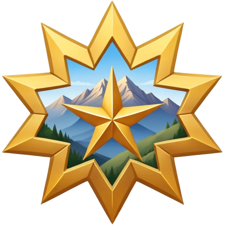 eight-pointed star with wide points and mountain silhouette in center emoji
