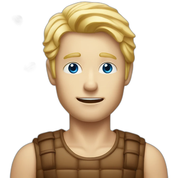 Blond man blue eyes eating hazelnuts emoji