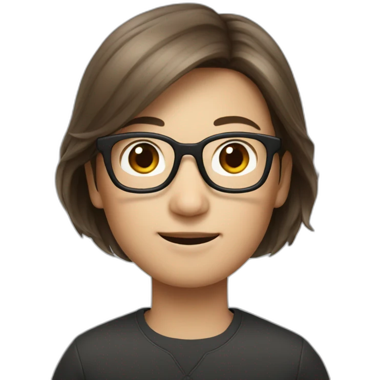 Tim cook with a brown hair Korean girl with eyeglasses emoji