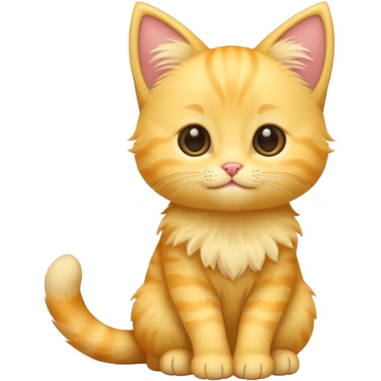 A cute cartoon yellow kitten sitting and wagging its tail and animated. emoji